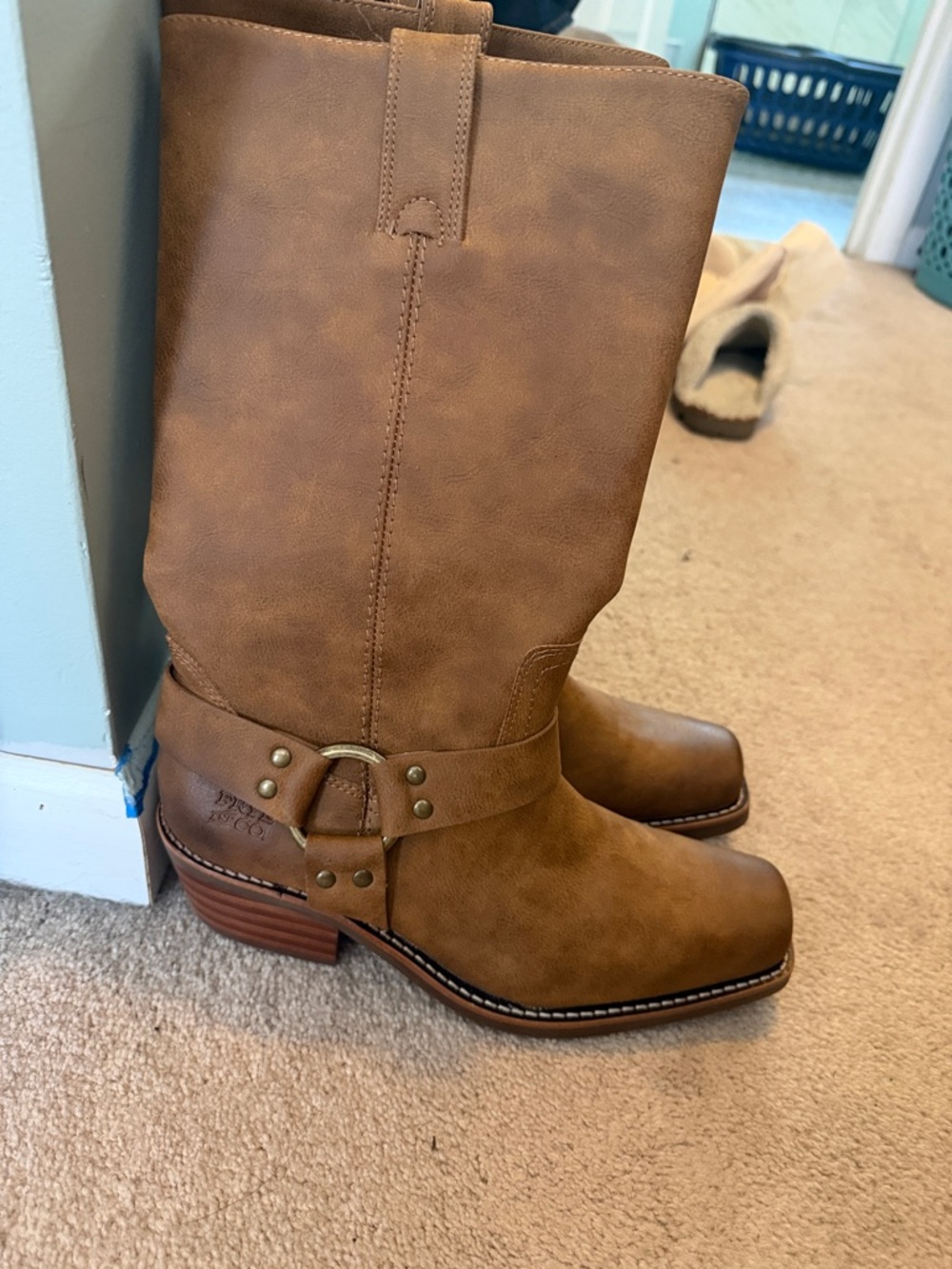 Frye Brown Harness Style Mid-Calf Western Boots